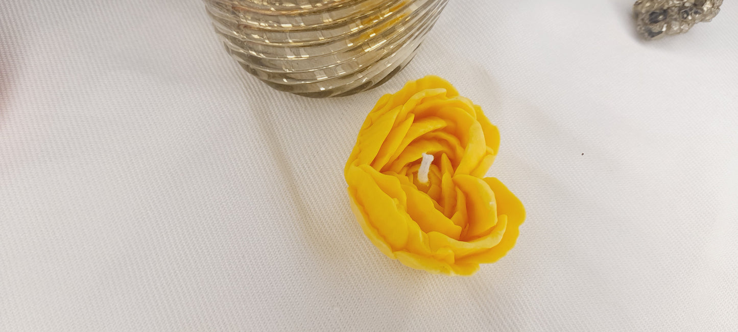 Handmade yellow heart flower candle..