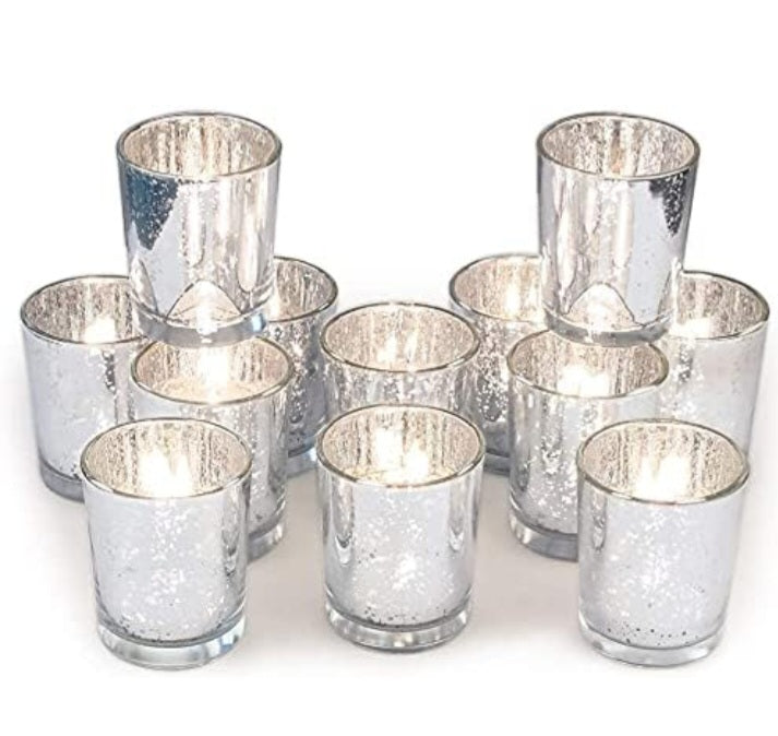 Votive set of 2 silver Glow T-light Candle Holder