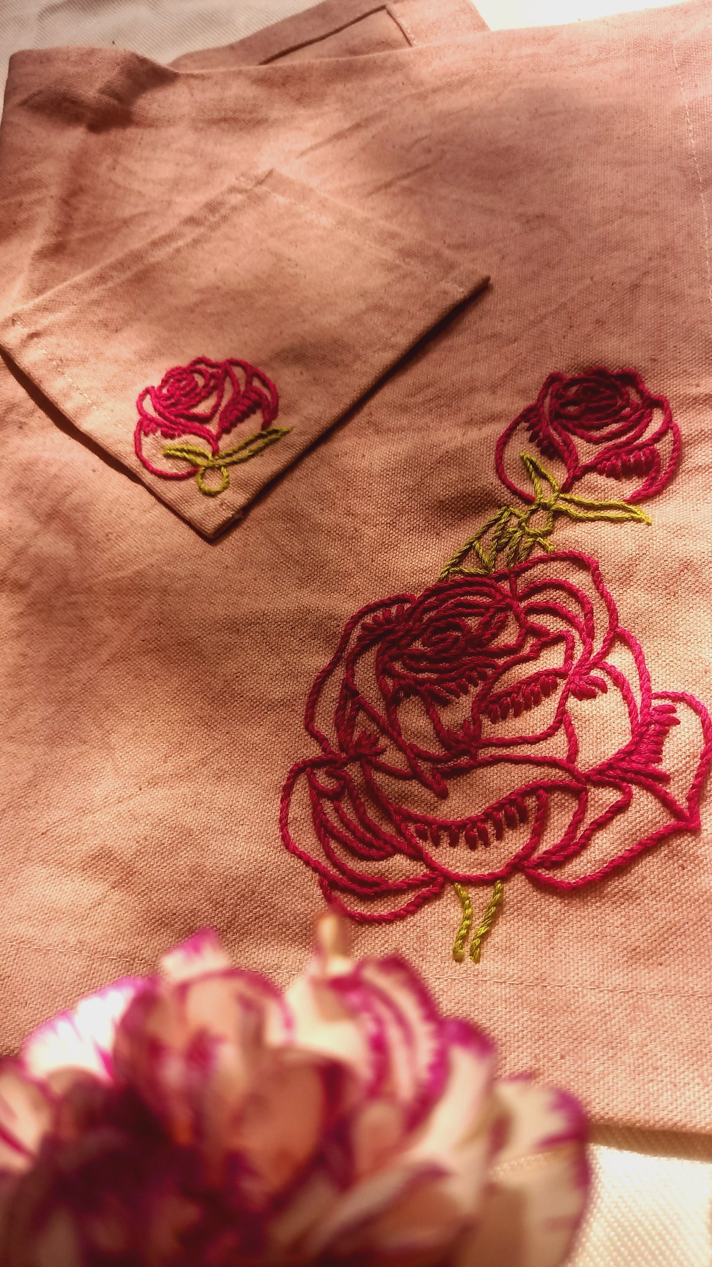 Rose - Hand Embroidered Mat and Coaster set