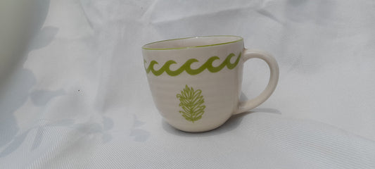 Green Leaf Motif Ceramic Coffee Mug.2