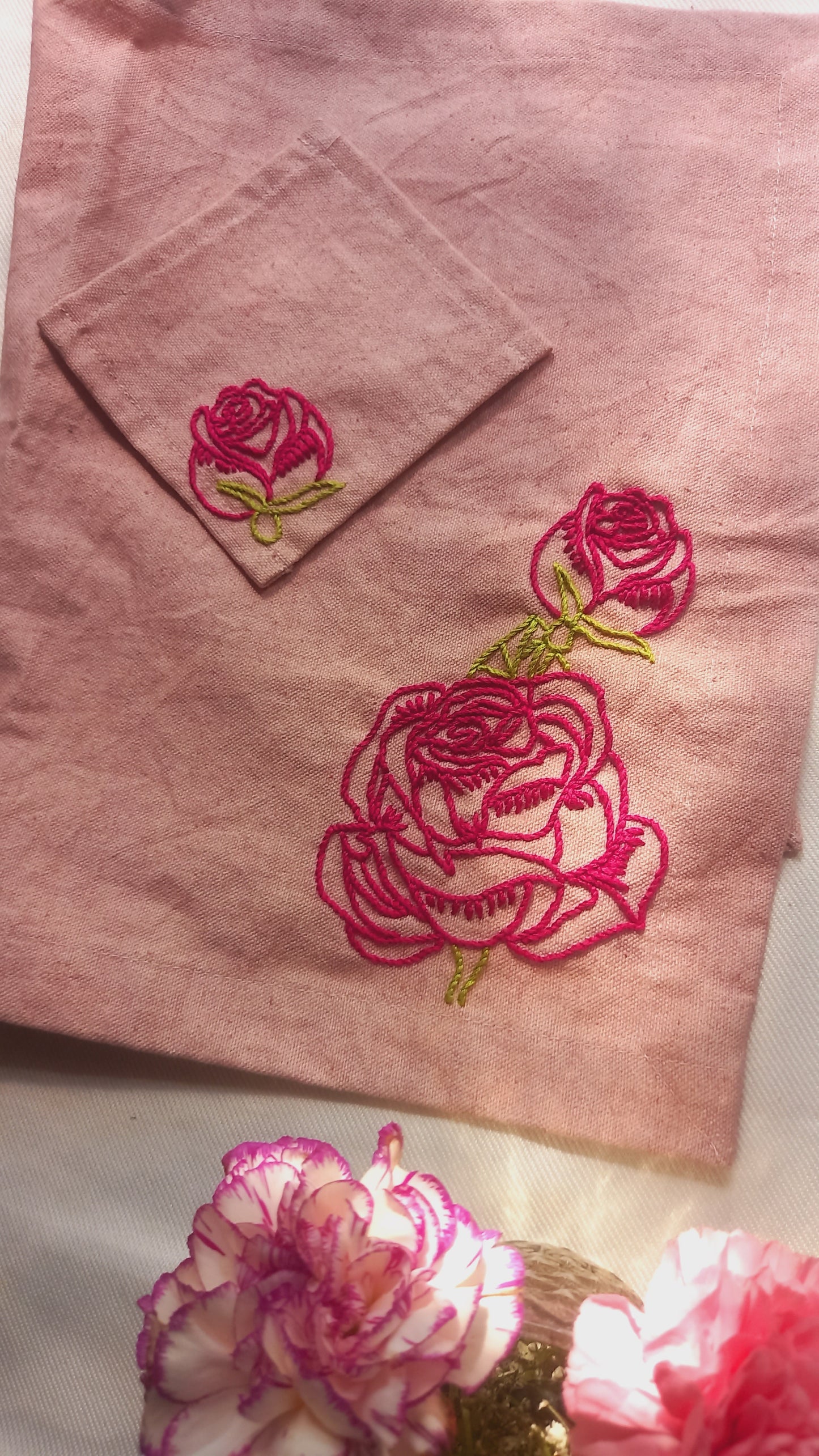 Rose - Hand Embroidered Mat and Coaster set
