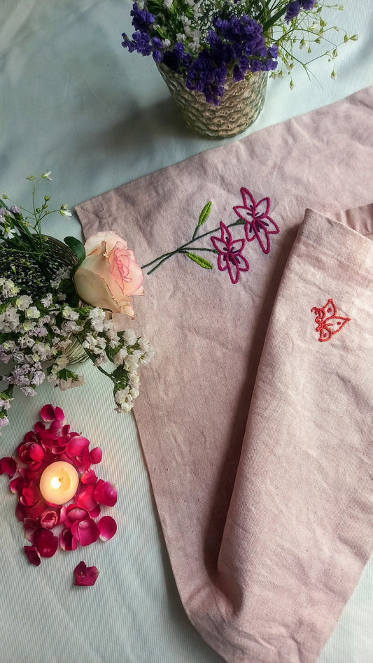 Blossoming Flower-Set of 6 Embroidered Table Mats