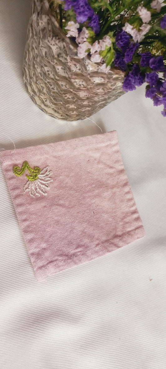 Lily - Set of 6 Hand Embroidered Coaster