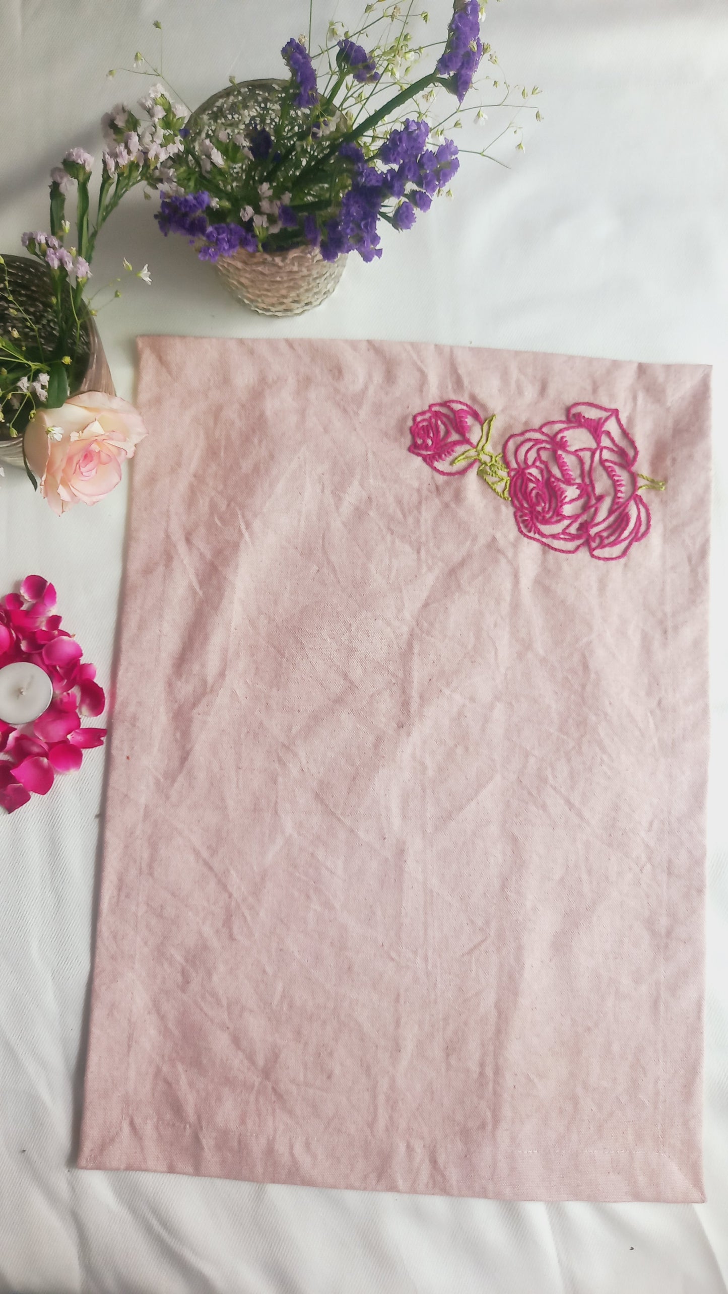 Rose-Embroidered Table Mats