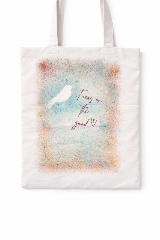 Focus on the Good Hand-Painted Canvas Tote Bag