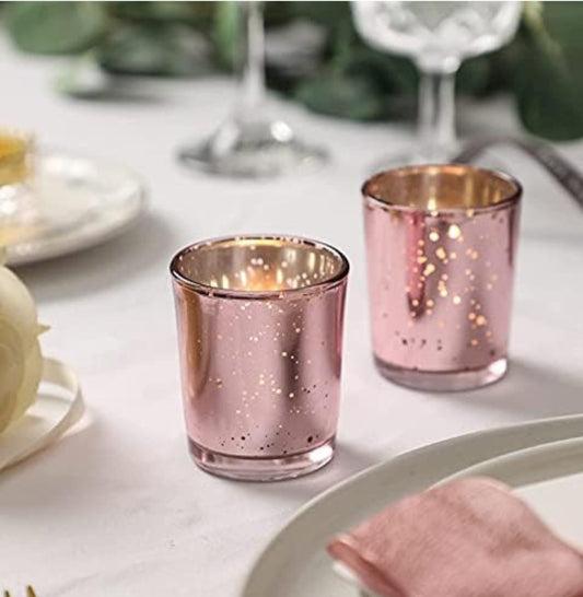 Votive set of 2 Rose Gold Tealight Candle Holder