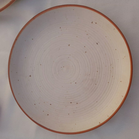 Rust Rimmed Speckled Ceramic Quarter Plate.1