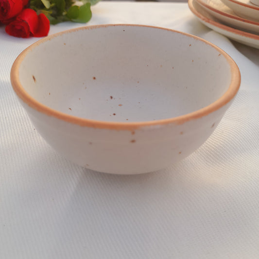 Rust Rimmed Speckled Ceramic Vegetable Bowl