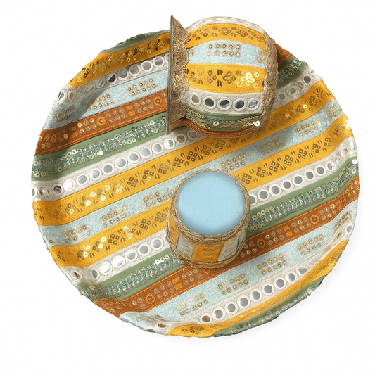 Karwa Chauth Thali Set multi color lace