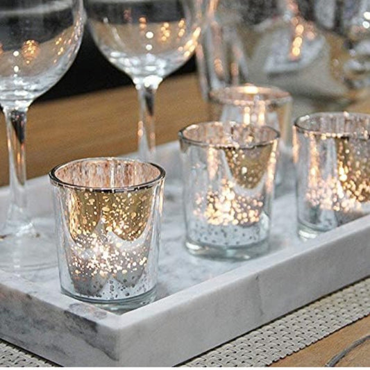 Votive set of 2 silver Glow T-light Candle Holder