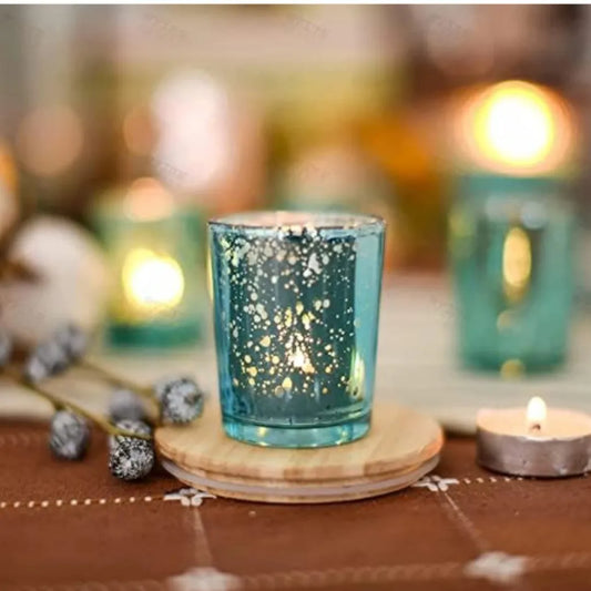 Votive set of 2 blue Glow Tealight Candle Holder