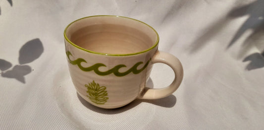 Green Leaf Motif Ceramic Coffee Mug.2